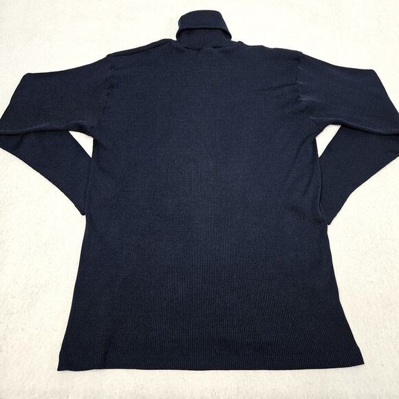 Vintage Munsingwear Turtle Neck Sweater XL Extra Large Navy Blue Ribbed Du Pont - Picture 4 of 7